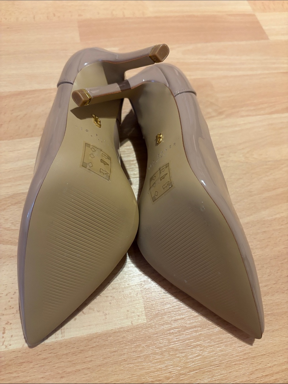 Ted Baker Glossy Nude Patent Pointed Toe Pumps - Picture 3 of 3